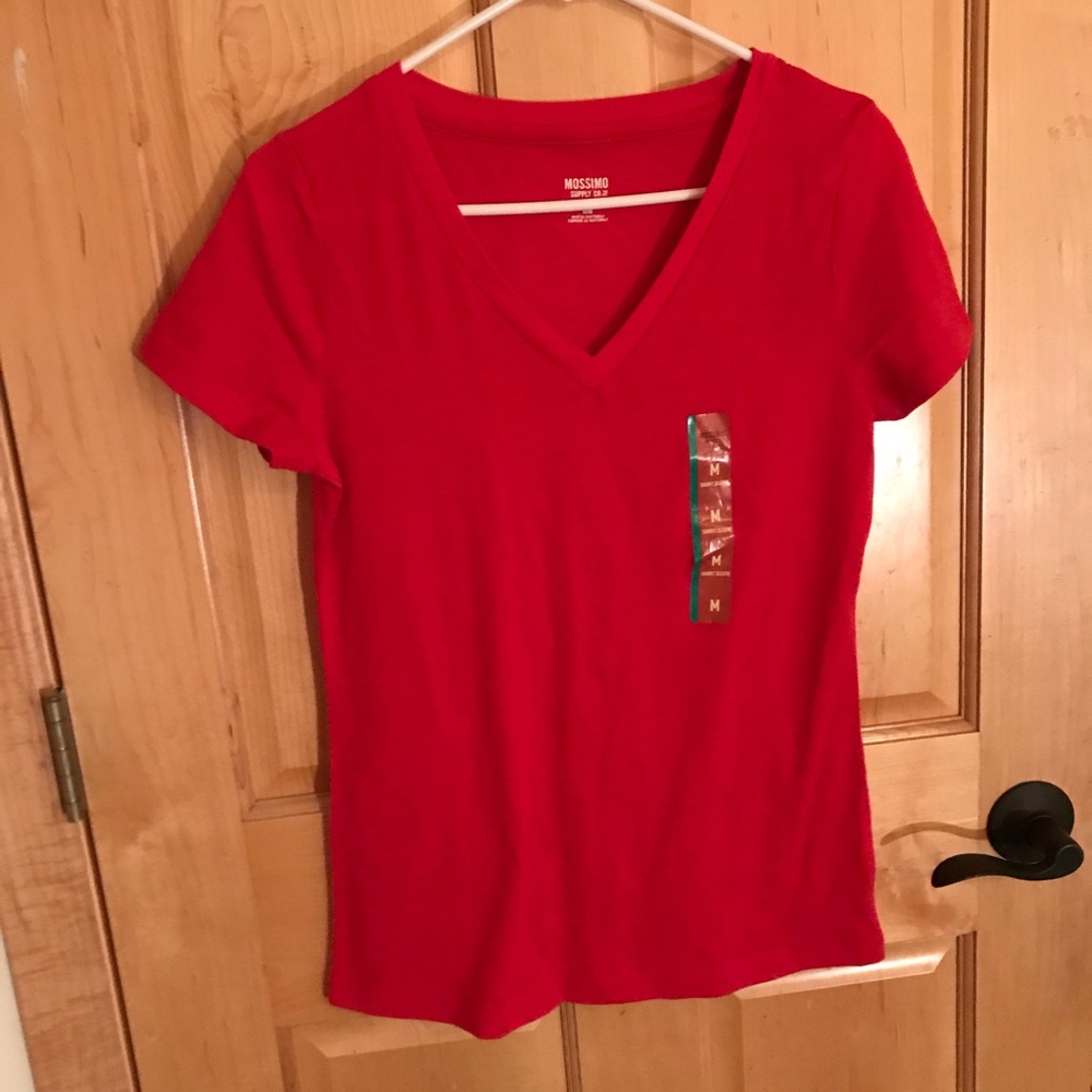 Red v-neck t-shirt